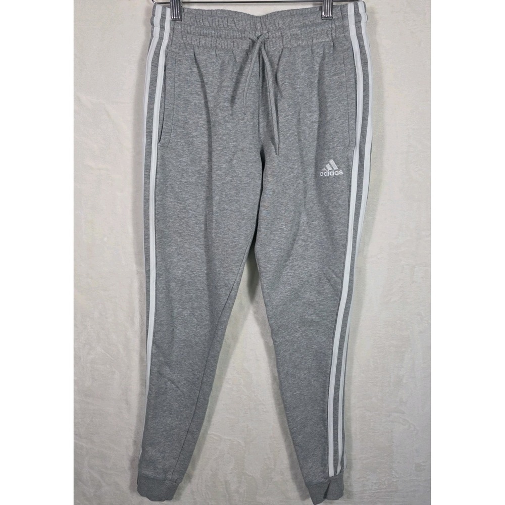 Adidas Women's Gray 3 Stripe Jogger Sweatpants Size S Fleece Athletic Pants